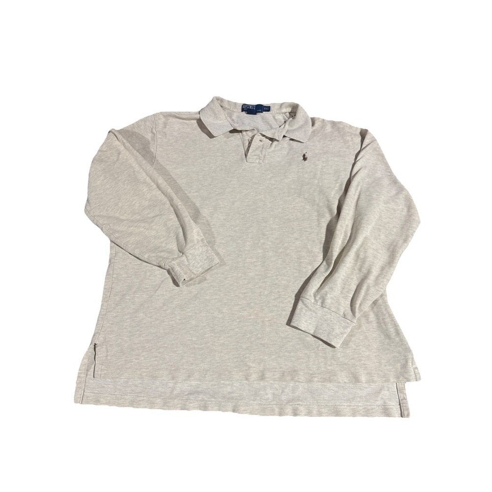 Vintage Polo Ralph Lauren Polo Shirt Men's Large Brown Long Sleeve Beige XXL